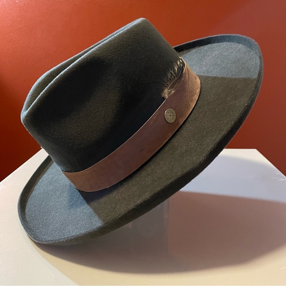 Two Roads Hat Co. Men’s Echo Park Dark Earth Wool Suede Band Rustic Fedora Hat - Picture 1 of 9